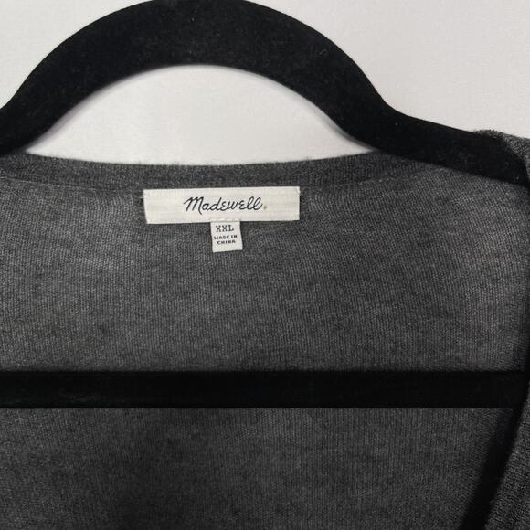 Madewell 2XL Heather Gray Modern Tie Front Sweater Lightweight Pullover Scoop - Picture 5 of 11